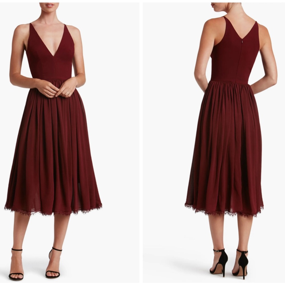 Alicia Mixed Media Burgundy Sleeveless Dres by Dress The Population, size XS